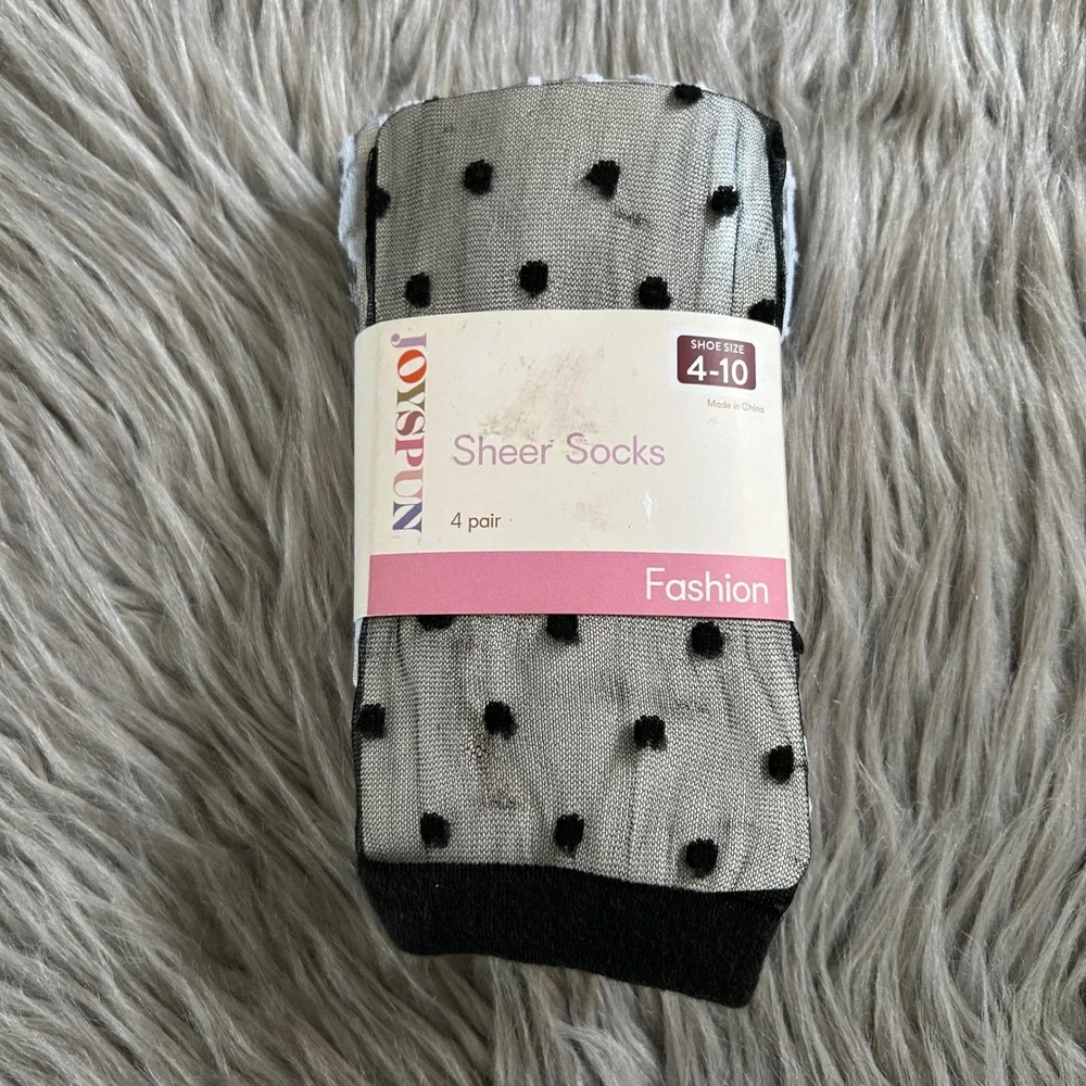 Joyspun Sheer Dress‎ Socks Womens Shoe Size 4-10 Polka Dot Leopard Sliver